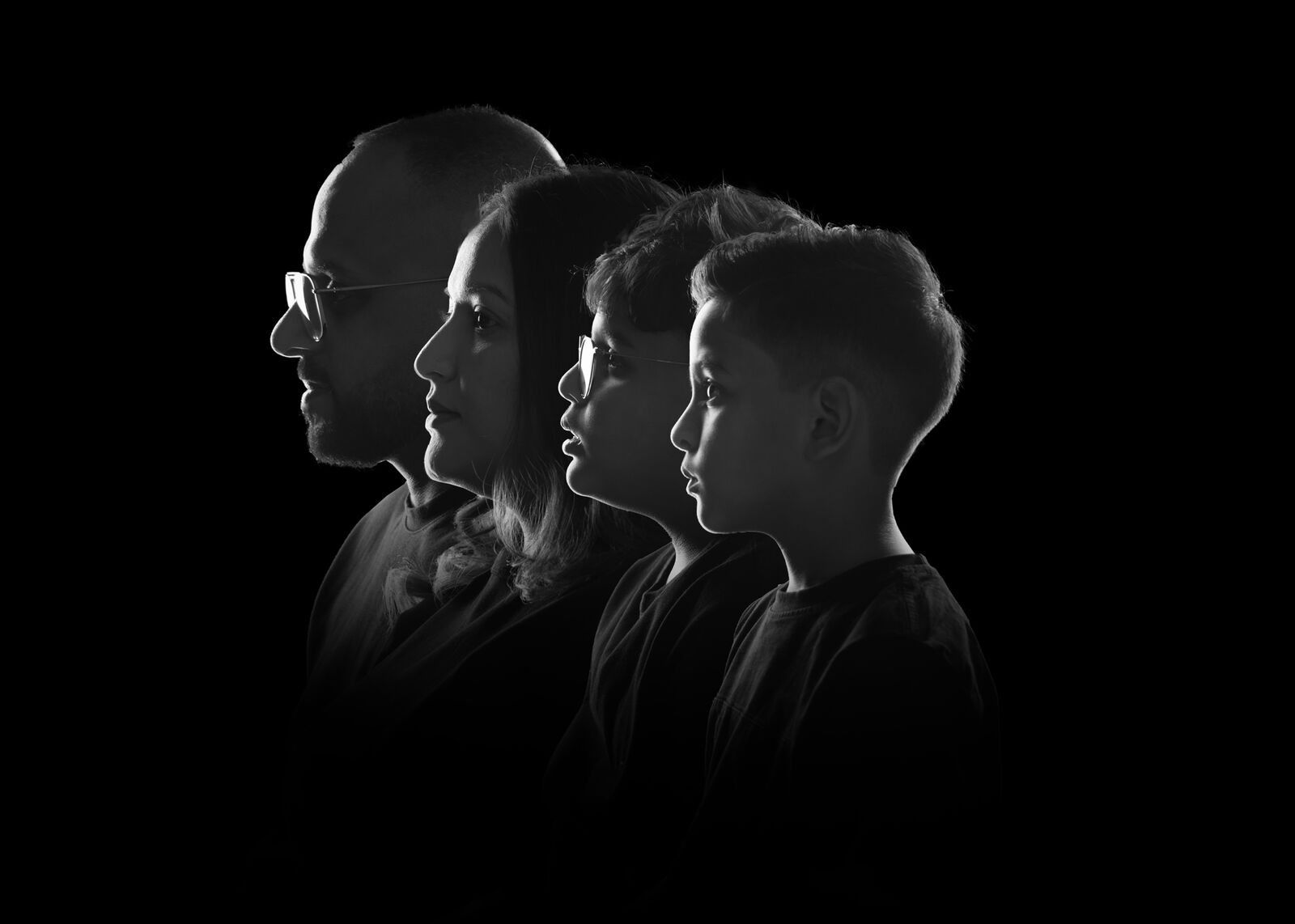 A family in silhouette
